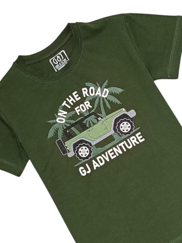 Gini and Jony Boys Dark Green Graphic Print Cotton Half Sleeves T-Shirt 4-5 Years