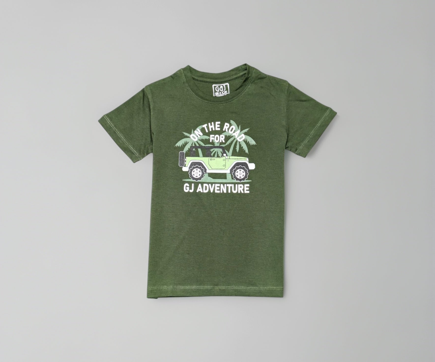 Gini and Jony Boys Olive Graphic Print Cotton Half Sleeves T-Shirt 4-5 Years