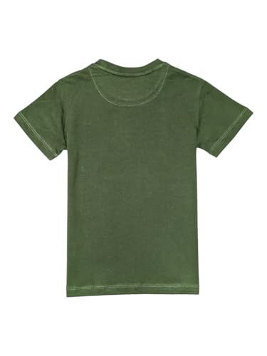 Gini and Jony Boys Olive Graphic Print Cotton Half Sleeves T-Shirt 4-5 Years