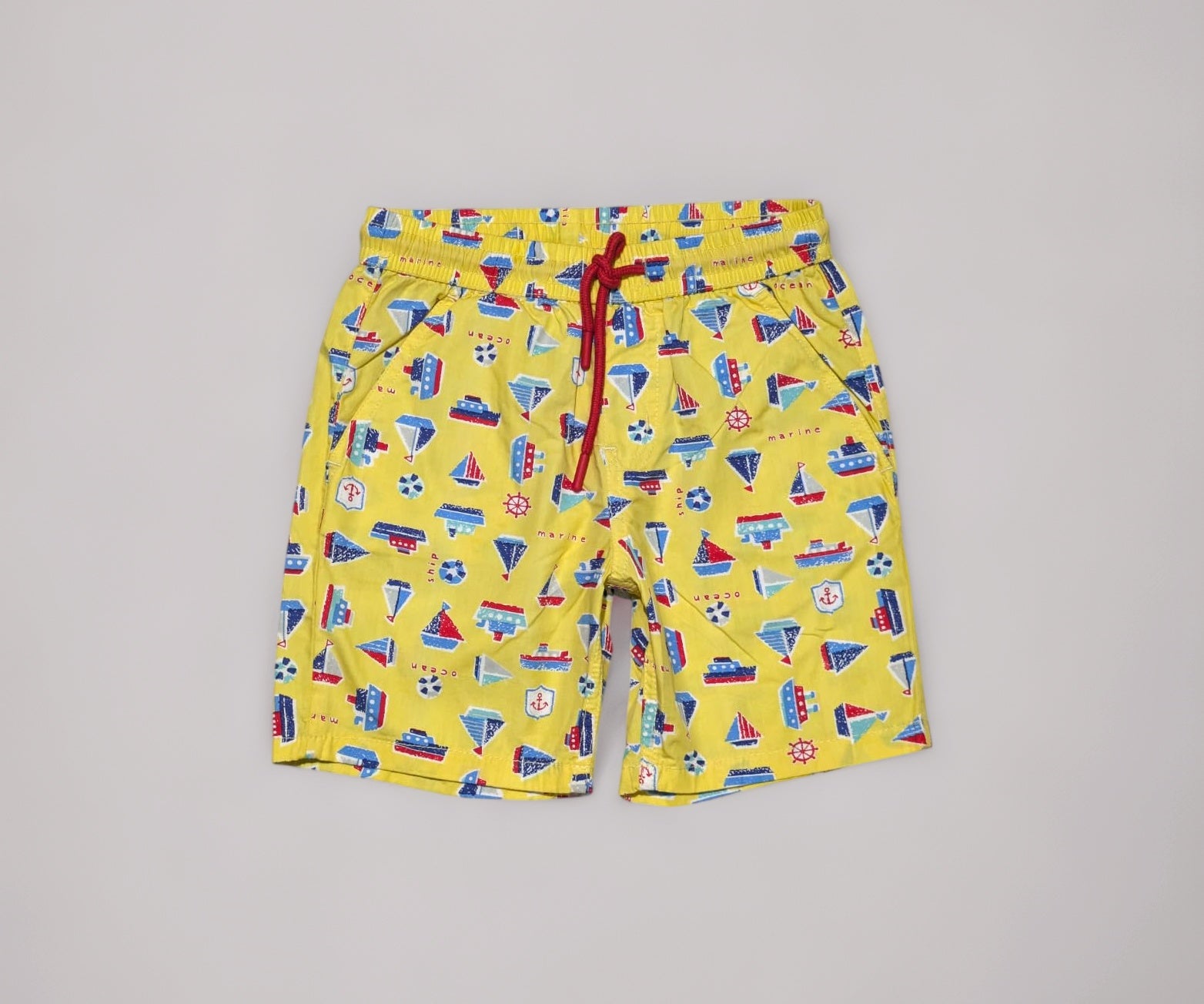 Gini and Jony Boys Yellow Conversational Print Cotton Elasticated Bermuda 3-4 Years