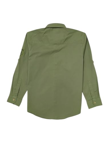 Gini and Jony Boys Olive Solid Cotton Full Sleeves Shirt 9-10 Years