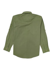 Gini and Jony Boys Olive Solid Cotton Full Sleeves Shirt 9-10 Years
