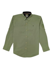Gini and Jony Boys Olive Solid Cotton Full Sleeves Shirt 9-10 Years