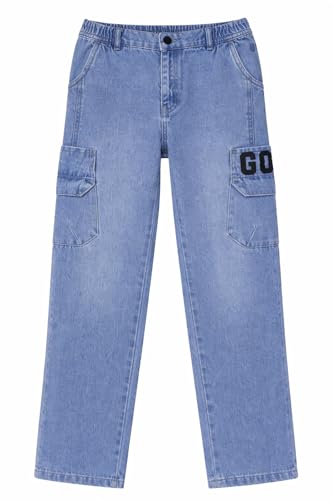 Boys Light Blue Washed Mid-Rise Straight Fit Jeans