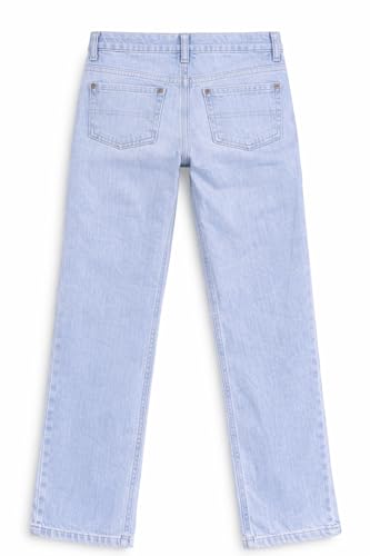 Girls Light Blue Solid Wide Leg Fixed Waist Jeans