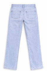 Girls Light Blue Solid Wide Leg Fixed Waist Jeans