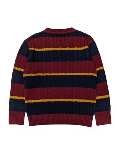Gini and Jony Boys Navy Blue Stripes Acrylic Full Sleeves Sweater 9-10 Years