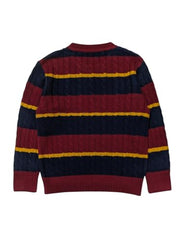 Gini and Jony Boys Navy Blue Stripes Acrylic Full Sleeves Sweater 9-10 Years