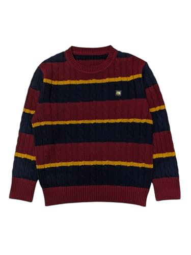 Gini and Jony Boys Navy Blue Stripes Acrylic Full Sleeves Sweater 9-10 Years