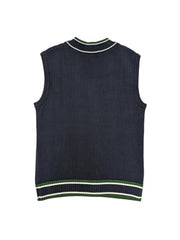 Gini and Jony Boys Navy Blue Solid Acrylic Sweater Sleeveless 9-10 Years - Goyalsons ShopMax