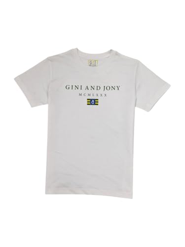 Gini & Jony boys white graphic print cotton T-shirt with half sleeves, suitable for 9-10 years, summer casual wear.