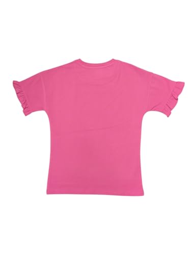 Gini and Jony Girls Pink Graphic Print Cotton Knits Top Half Sleeves 5-6 Years