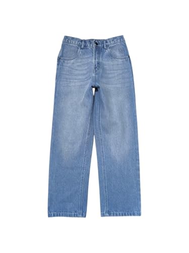 Gini and Jony boys light blue washed denim back elasticated jeans for 4-5 years, showing front view with elastic waistband and pockets.