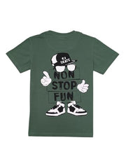 Gini and Jony Boys Olive Graphic Print Cotton Half Sleeves T-Shirt 4-5 Years