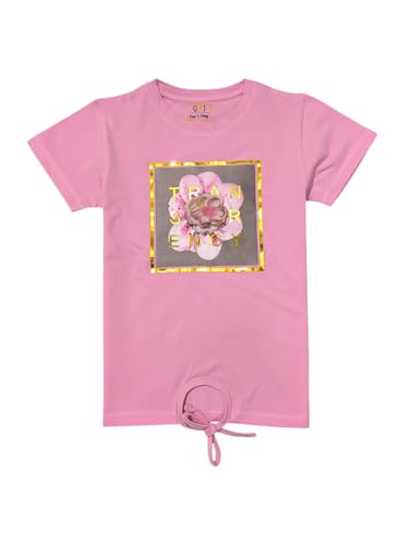 Gini and Jony Girls Pink Applique Cotton Knits Top Half Sleeves 3-4 Years