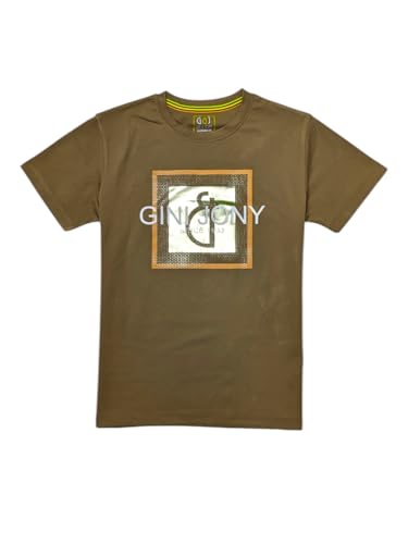 Gini and Jony Boys Khaki Graphic Print Cotton T-Shirt Half Sleeves 3-4 Years