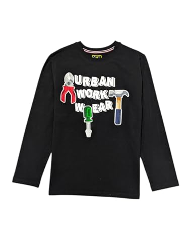 Gini and Jony Boys Black Graphic Print Cotton Full Sleeves T-Shirt 4-5 Years