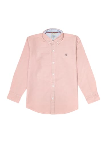 Pink cotton full-sleeve shirt for boys aged 3-4 years by Gini and Jony, featuring a classic collar and button front.