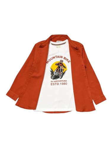 Gini and Jony Boys Orange Solid Cotton Full Sleeves Shirt 4-5 Years