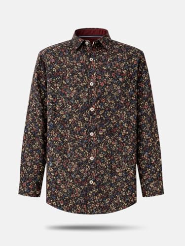 Boys Maroon Floral Full Sleeve Shirt