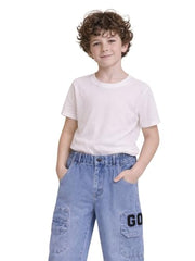 Boys Blue Washed Mid-Rise Straight Fit Jeans