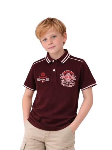 Boys Maroon Embroidered Polo T-Shirt