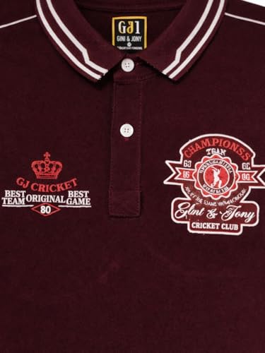 Boys Maroon Embroidered Polo T-Shirt