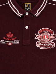 Boys Maroon Embroidered Polo T-Shirt