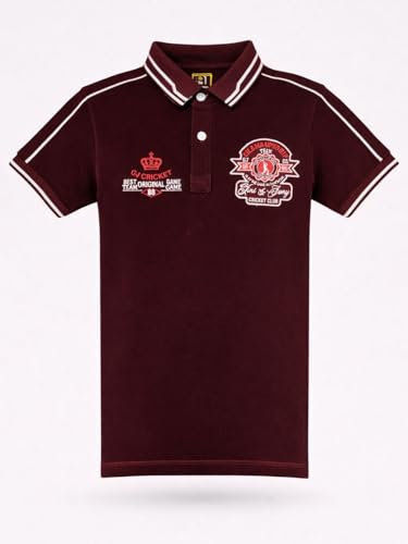 Boys Maroon Embroidered Polo T-Shirt