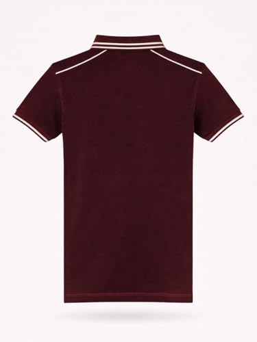 Boys Maroon Embroidered Polo T-Shirt
