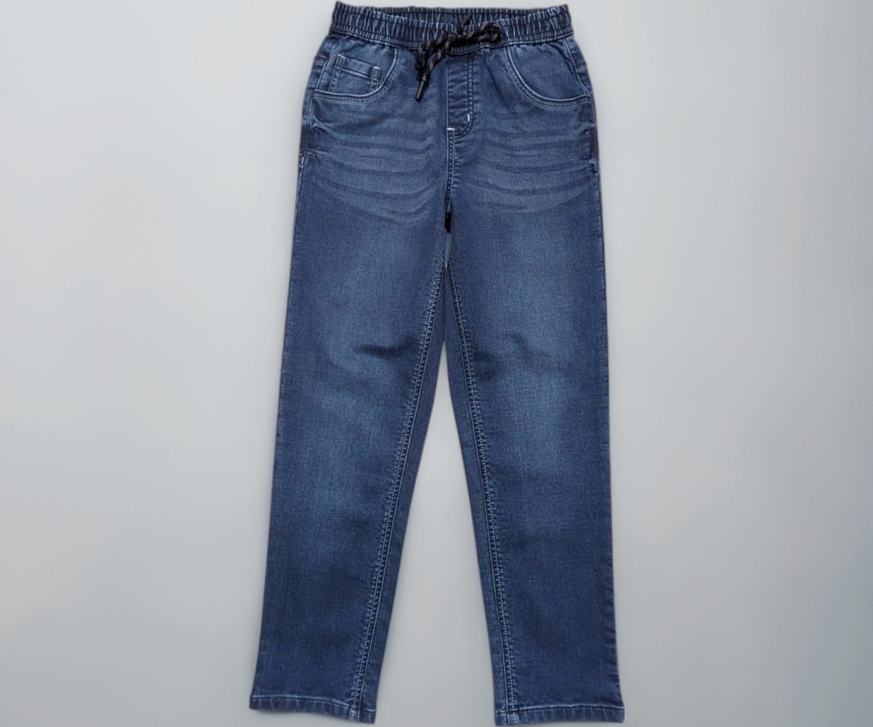 Gini and Jony Boys Blue Washed Denim Back Elasticaed Jeans 7-8 Years