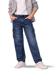 Boys Dark Blue Washed Jeans