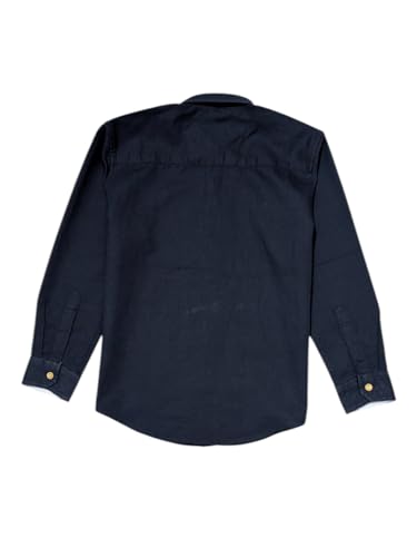 Gini & Jony boys navy blue solid linen full sleeves shirt for 18-24 months, featuring a classic collar and front button closure.