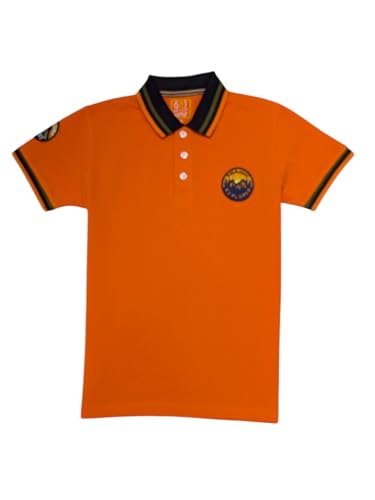 Gini and Jony Boys Orange Patch Cotton Half Sleeves Polo T-Shirt 13-14 Years