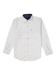 Gini and Jony Boys White Floral Cotton Shirt Full Sleeves 4-5 Years