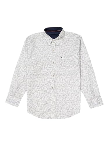 Gini and Jony Boys White Floral Cotton Shirt Full Sleeves 5-6 Years