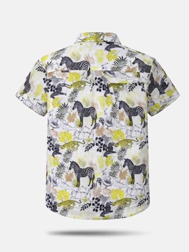 Boys White Tropical Print Half Sleeve Shirt