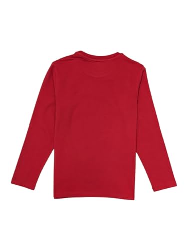Gini and Jony Boys Red Metallic Print Cotton Full Sleeves T-Shirt 7-8 Years