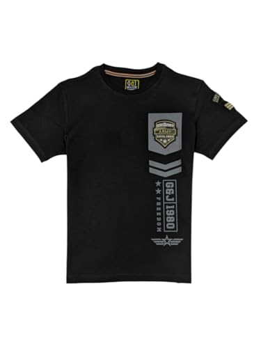 Gini and Jony Boys Black Typography Cotton T-Shirt Half Sleeves 3-4 Years