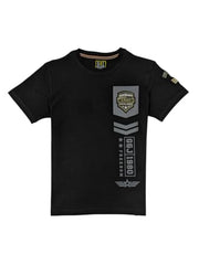 Gini and Jony Boys Black Typography Cotton T-Shirt Half Sleeves 3-4 Years
