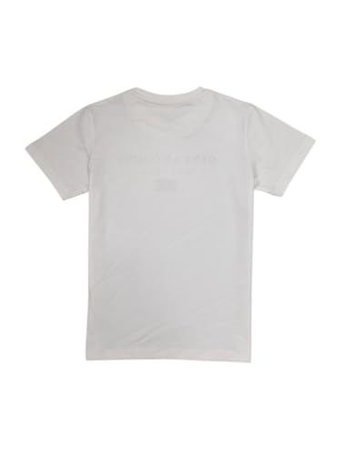 Gini and Jony boys white graphic print cotton half-sleeve T-shirt for ages 4-5, casual upper wear with colorful design.