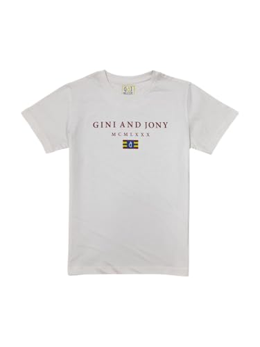 Gini and Jony boys white graphic print cotton half sleeve T-shirt for ages 4-5, casual upper wear with colorful design.