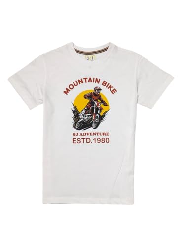 Gini and Jony Boys White Graphic Print Cotton Half Sleeves T-Shirt 3-4 Years