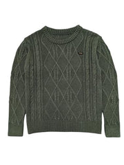 Gini and Jony Boys Green Cable Knit Acrylic Full Sleeves Sweater 5-6 Years