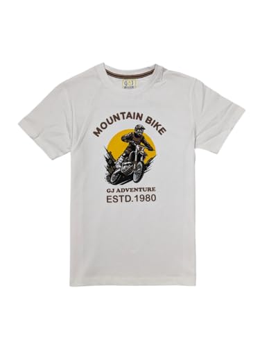 Gini and Jony Boys White Graphic Print Cotton Half Sleeves T-Shirt 4-5 Years