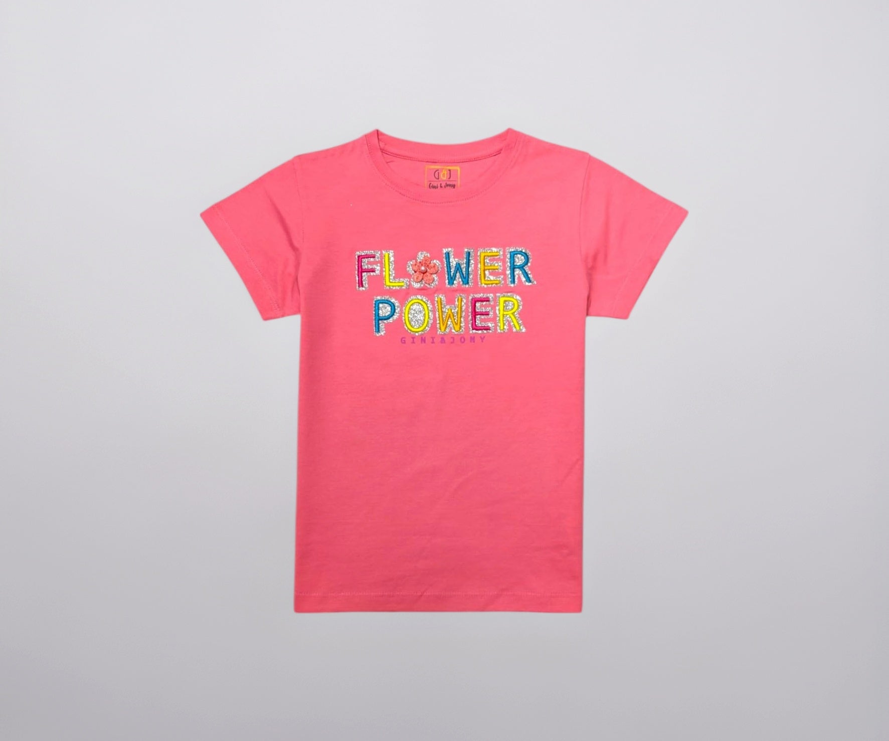Gini and Jony Girls Pink Embroidery Cotton Half Sleeves Knits Top 9-10 Years