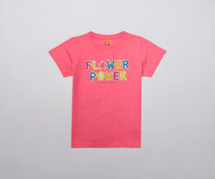 Gini and Jony Girls Pink Embroidery Cotton Half Sleeves Knits Top 9-10 Years