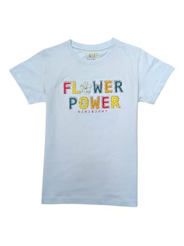 Gini and Jony Girls Blue Embroidery Cotton Half Sleeves Knits Top 13-14 Years