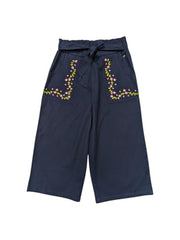 Gini and Jony Girls Navy Blue Embroidery Cotton Elasticated Culottes 4-5 Years - Goyalsons ShopMax