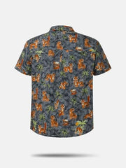 Boys Grey Tropical Print Half Sleeve Shirt